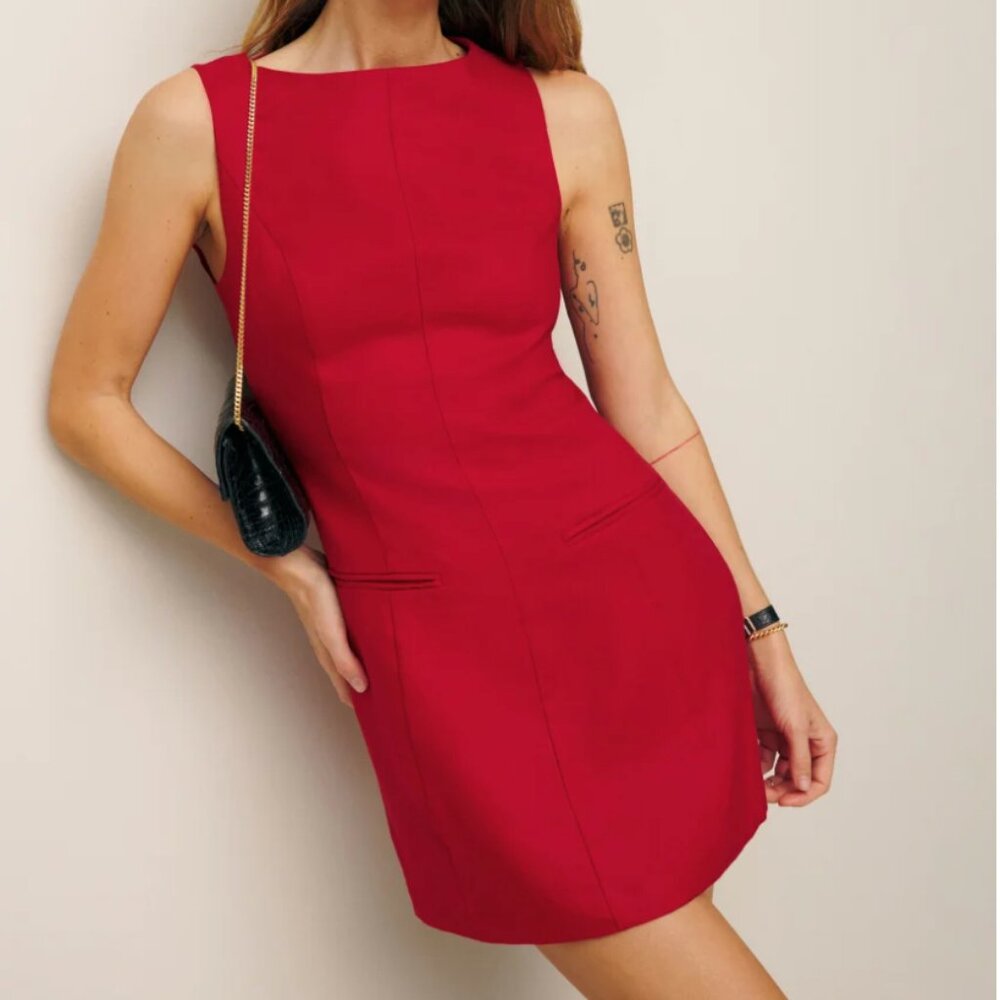 Reformation Citron Linen Dress in Red
